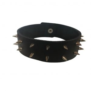 STLW 1 1/2" Leather Collar 10mm (26) Chrome Spikes