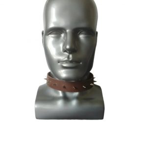 "STLW" 1" Brown Leather Collar w/15 Spikes