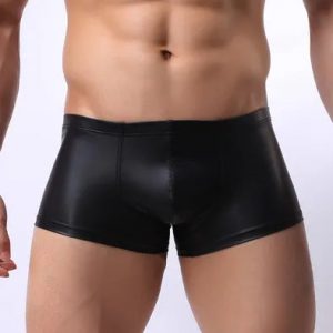 Black Leather Sexy Panty for Man
