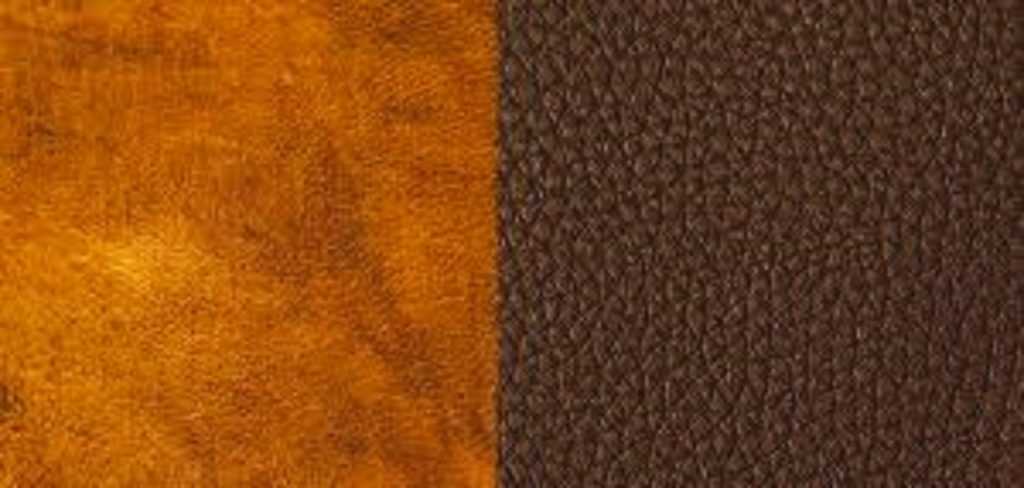 A picture showing real leather on the left (smooth) and Faux leather on the right (Textured).